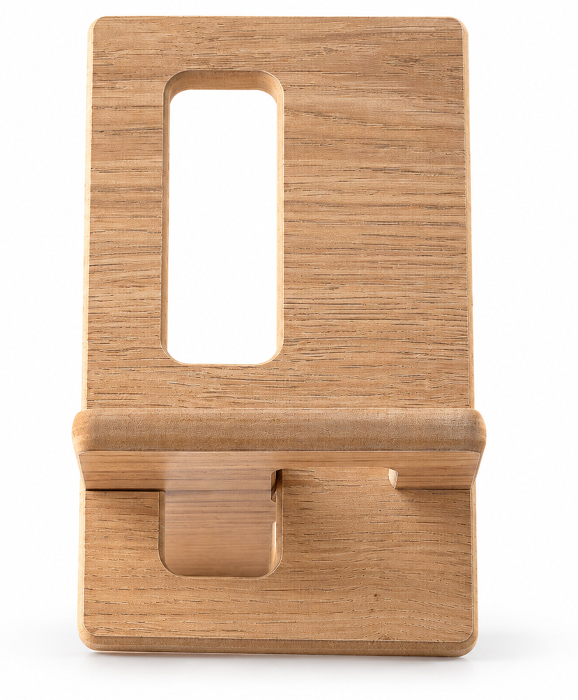 Tablet Stand — Όψη ξύλου — μετωπική όψη σε λευκό φόντο
