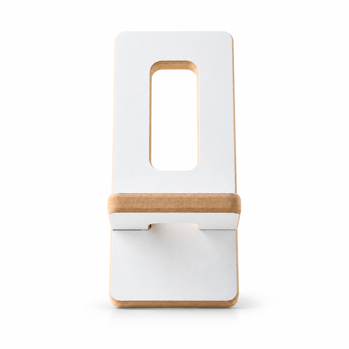 Cell Phone Stand — Λευκό — μετωπική όψη σε λευκό φόντο