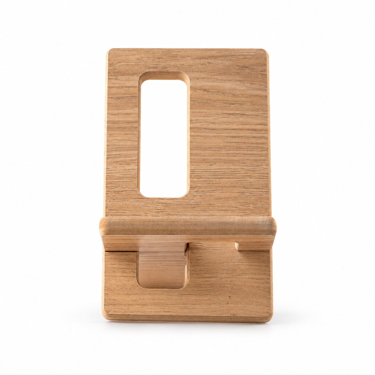 Tablet Stand — Όψη ξύλου — μετωπική όψη σε λευκό φόντο