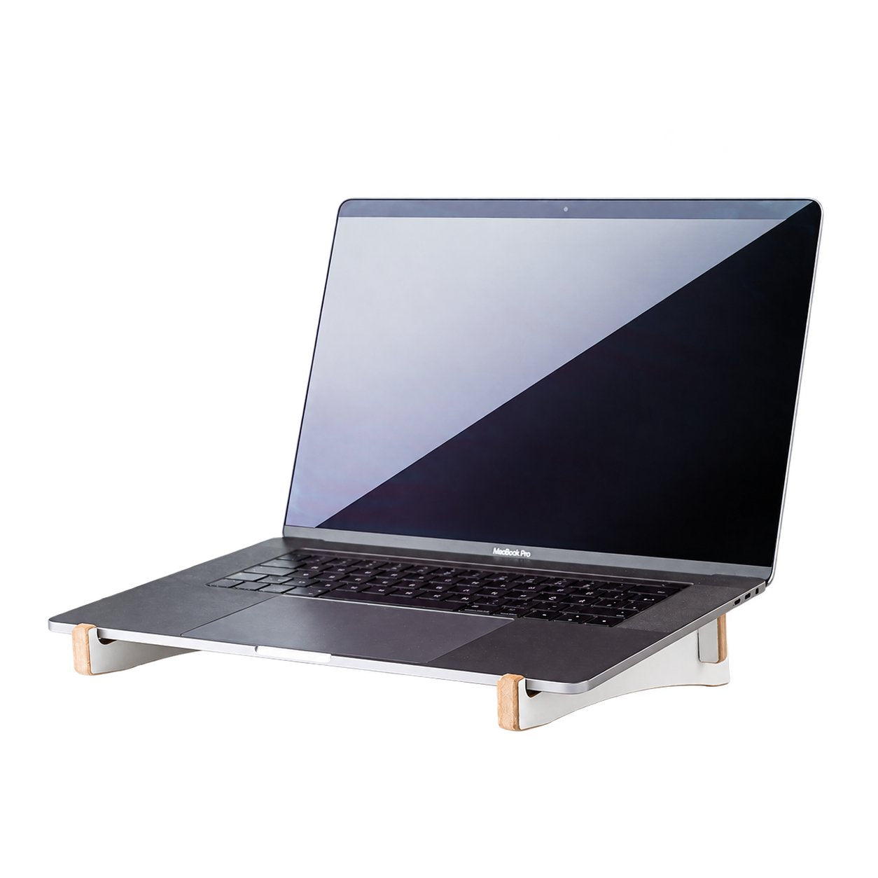 Βάση laptop — φινίρισμα λευκό — λεπτομέρεια και παρουσίαση προϊόντος